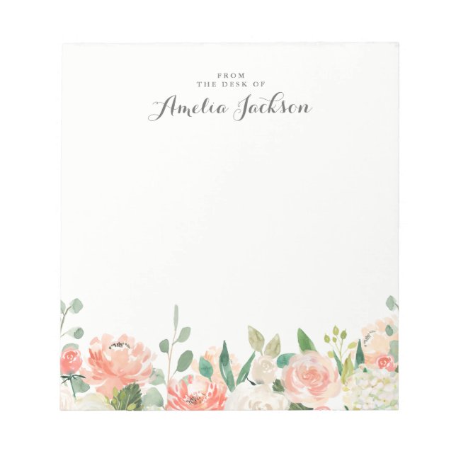 Bloc-note Papeterie personnalisée Floral Rose Peach (Devant)