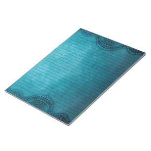 Bloc-note Papeterie Vintage Rustique Turquoise Bleu Latéral