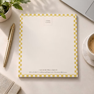 Bloc-note Papier à en-tête personnalisé avec damier jaune et
