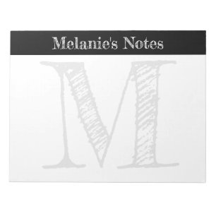 Bloc-note Papier à lettres grand monogramme personnalisé typ