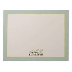 Bloc-note Papier à lettres minimaliste vert sauge beige or p