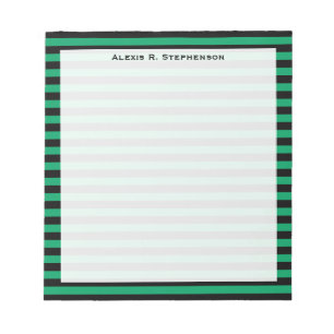 Bloc-note Papier à lettres Monogram Shamrock vert et rayure 