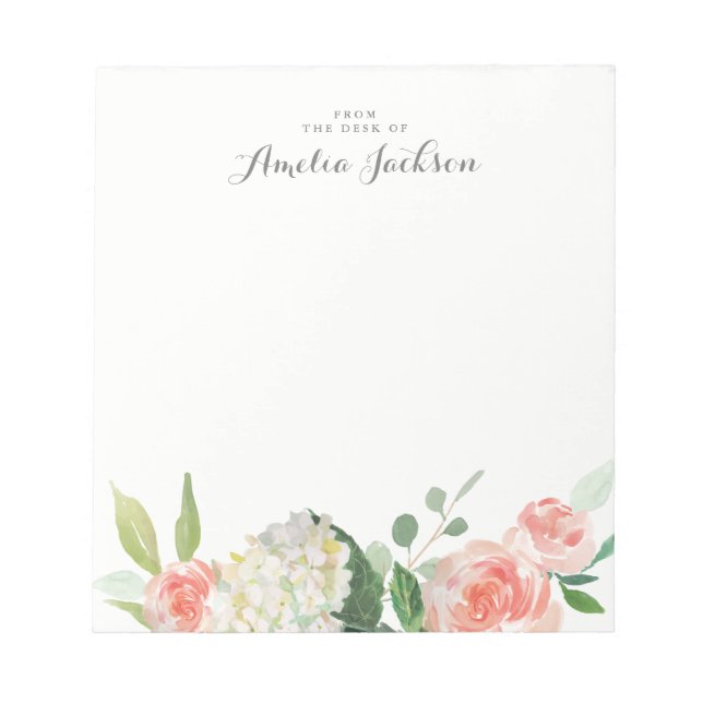 Bloc-note Papier à lettres Pink Floral Personnalisé (Devant)