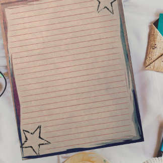 Bloc-note Papier à liner rouge Étoiles rustiques Bordure chi