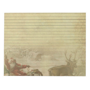 Bloc-note Papier à papier à carter Père Noël vintage & Sleig