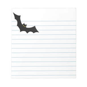 Bloc-note Papier blanc noir Silhouette de chauve-souris Hall