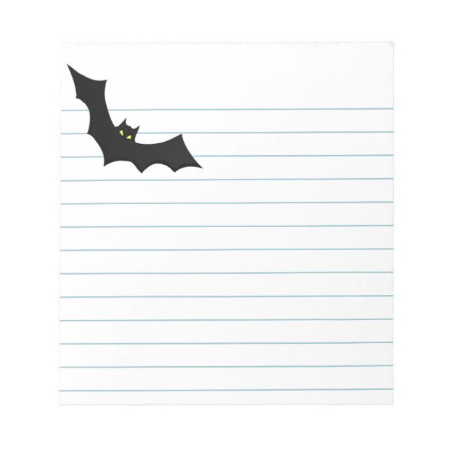 Bloc-note Papier blanc noir Silhouette de chauve-souris Hall (Devant)