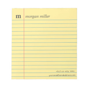 Bloc-note Papier de cahier jaune ligné écriture manuscrite