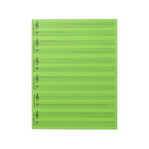 Bloc-note Papier de feuille de musique verte Lime