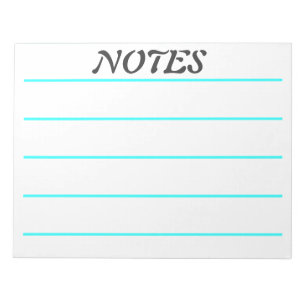 Bloc-note Papier de note rayé par turquoise large de règle