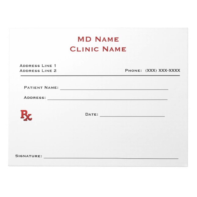 Bloc-note Papier d'ordonnance manuel (grand - blanc) (Devant)