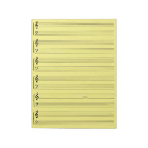 Bloc-note Papier jaune de feuille de musique