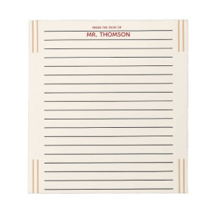 Bloc-note Papier ligné unique pour enseignant de la part de 