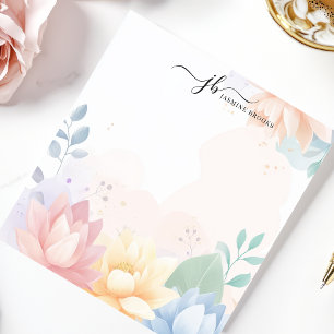Bloc-note Papier personnalisé Fleurs de lotus pastel Aquarel