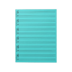 Bloc-note Papier turquoise de feuille de musique