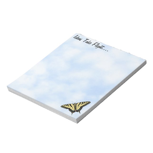 Bloc-note Papillon à queue jaune bleu ciel personnalisé (Tourné)
