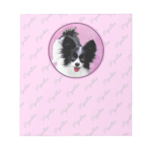 Bloc-note Papillon (blanc et noir) Peinture - Chien Art
