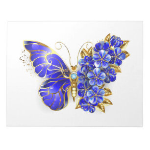 Bloc-note Papillon saphir à fleurs