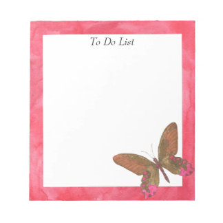 Bloc-note Papillon sur aquarelle rose