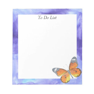Bloc-note Papillon sur l'aquarelle bleue