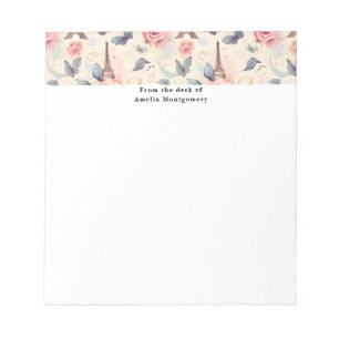 Bloc-note Papillon Tour Eiffel et Motif Rose