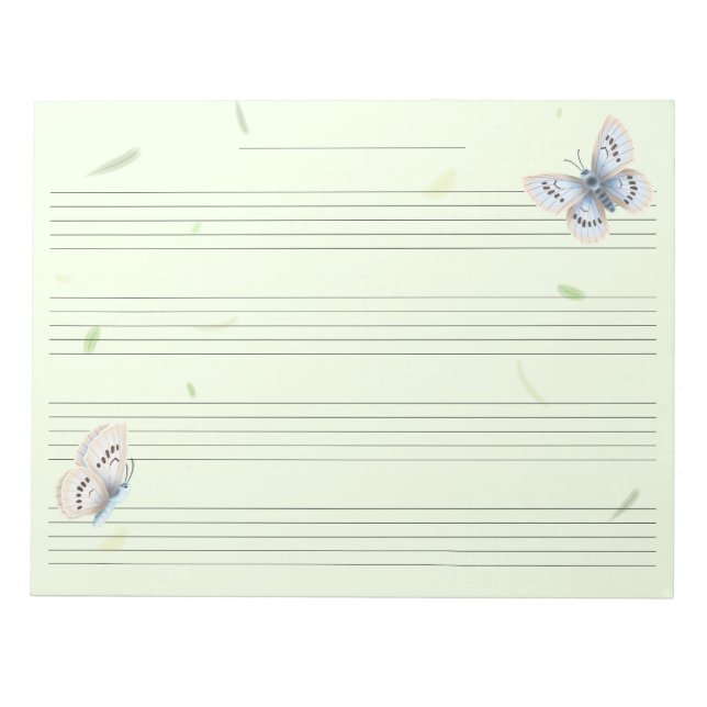 Bloc-note Papillons Extra Wide Rule Kids Music Manuscript (Devant)