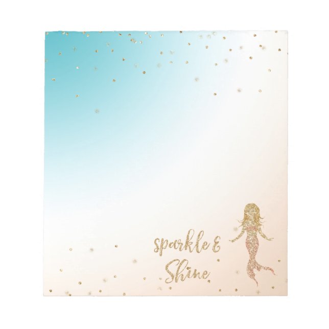 Bloc-note Parties scintillant d'étincelle Aqua Gold Mermaid  (Devant)