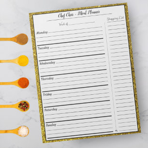 Bloc-note Parties scintillant d'or Planificateur de repas et