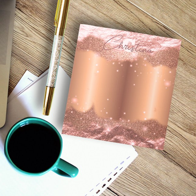 Bloc-note Parties scintillant étincelante Rose  Or Nom Et Mo (Créateur téléchargé)