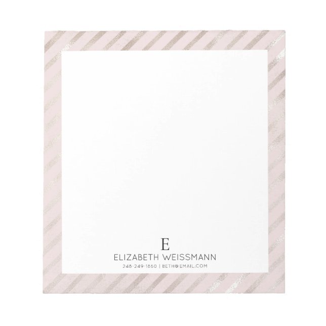 Bloc-note Parties scintillant rose Gold Foil Monogramme Cust (Devant)