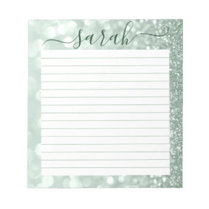 Bloc-note Parties scintillant verte Sage Liner Personnalisé