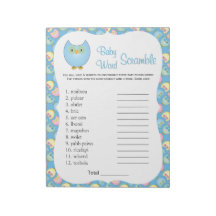 Pastel Blue Cute Owl Baby shower Thème Word Jeu 2