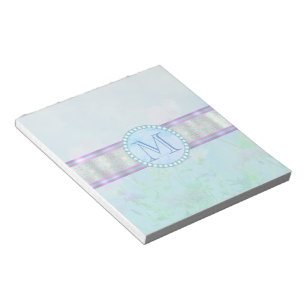 Bloc-note Pastel Blue Floral Monogramme
