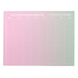 Bloc-note Pastel Green Pink GRID Planificateur hebdomadaire 
