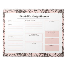 Bloc-note Pastel Rose Floral Imprimer Personnalisé Journalie