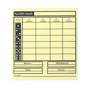 Bloc-note pavé de score bunco