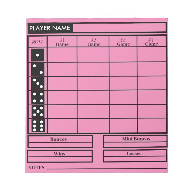 Bloc-note pavé de score bunco (Devant)