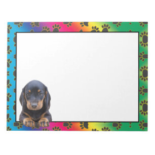 Bloc-note Pavé motif de pattes de chien coloré Dachshund