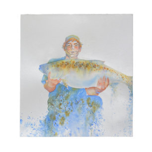 Bloc-note Pêcheur peinture d'aquarelle cadeau de pêche pour
