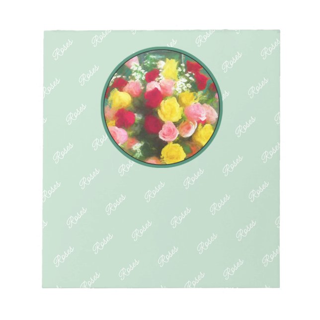 Bloc-note Peinture Bouquet Rose - Jolie Art Fleur Originale (Devant)