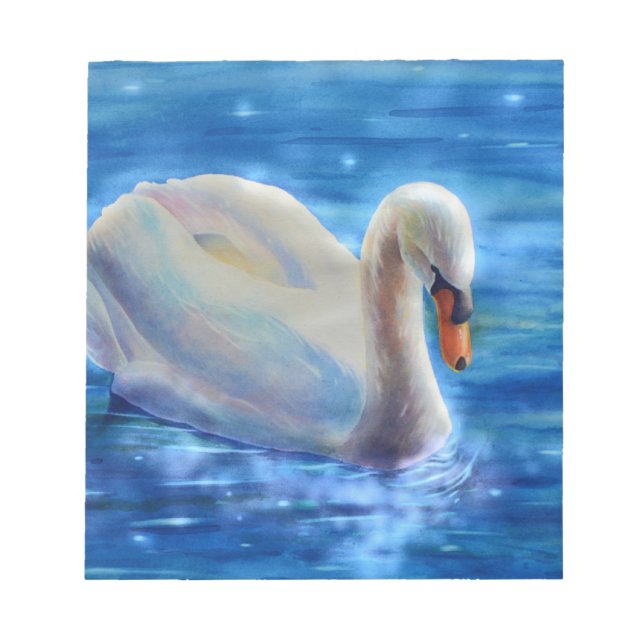 Bloc-note Peinture d'aquarelle blanche pour cygne (Devant)