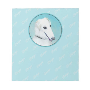 Bloc-note Peinture de Borzoi (Blanc) - Joli Chien d'origine