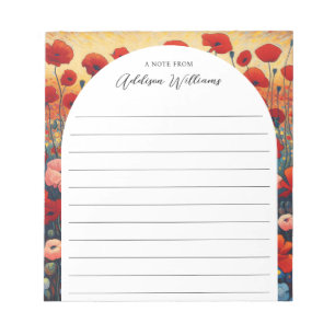 Bloc-note Peinture de terrain Red Poppy Lined Personnalisé