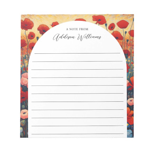 Bloc-note Peinture de terrain Red Poppy Lined Personnalisé (Devant)