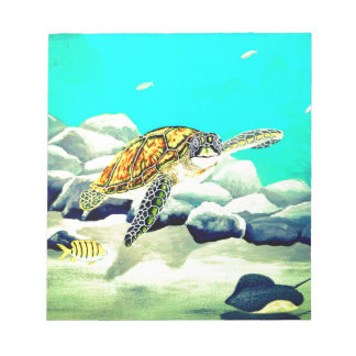 Bloc-note Peinture de tortue de mer Belle Mer Bleue