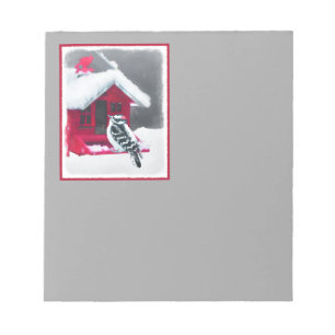 Bloc-note Peinture Downy Woodpecker - Art original pour oise