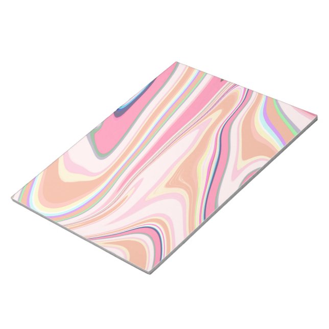 Bloc-note Peinture Liquide Retro Pink Swirl Design esthétiqu (Incliné)