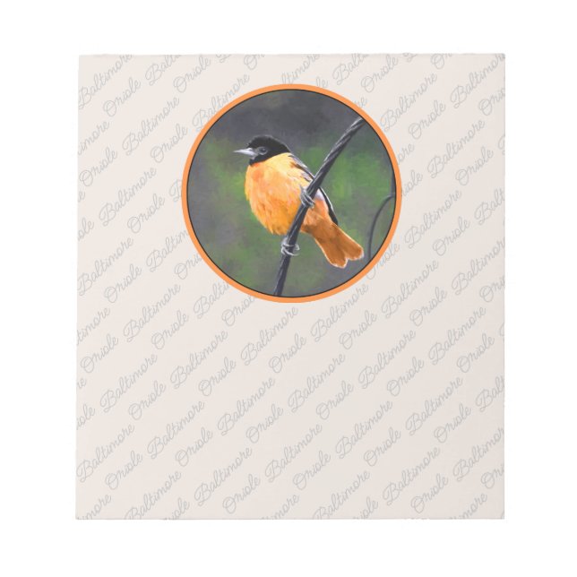 Bloc-note Peinture Oriole - Art Oiseau Original (Devant)