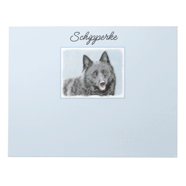 Bloc-note Peinture Schipperke - Joli Chien Original Art Note (Devant)