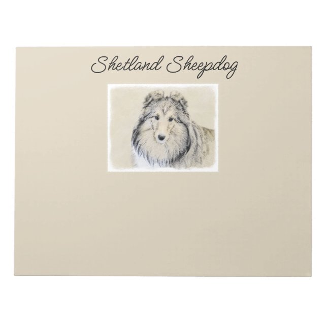 Bloc-note Peinture Shetland Sheepdog - Jolie art original ch (Devant)